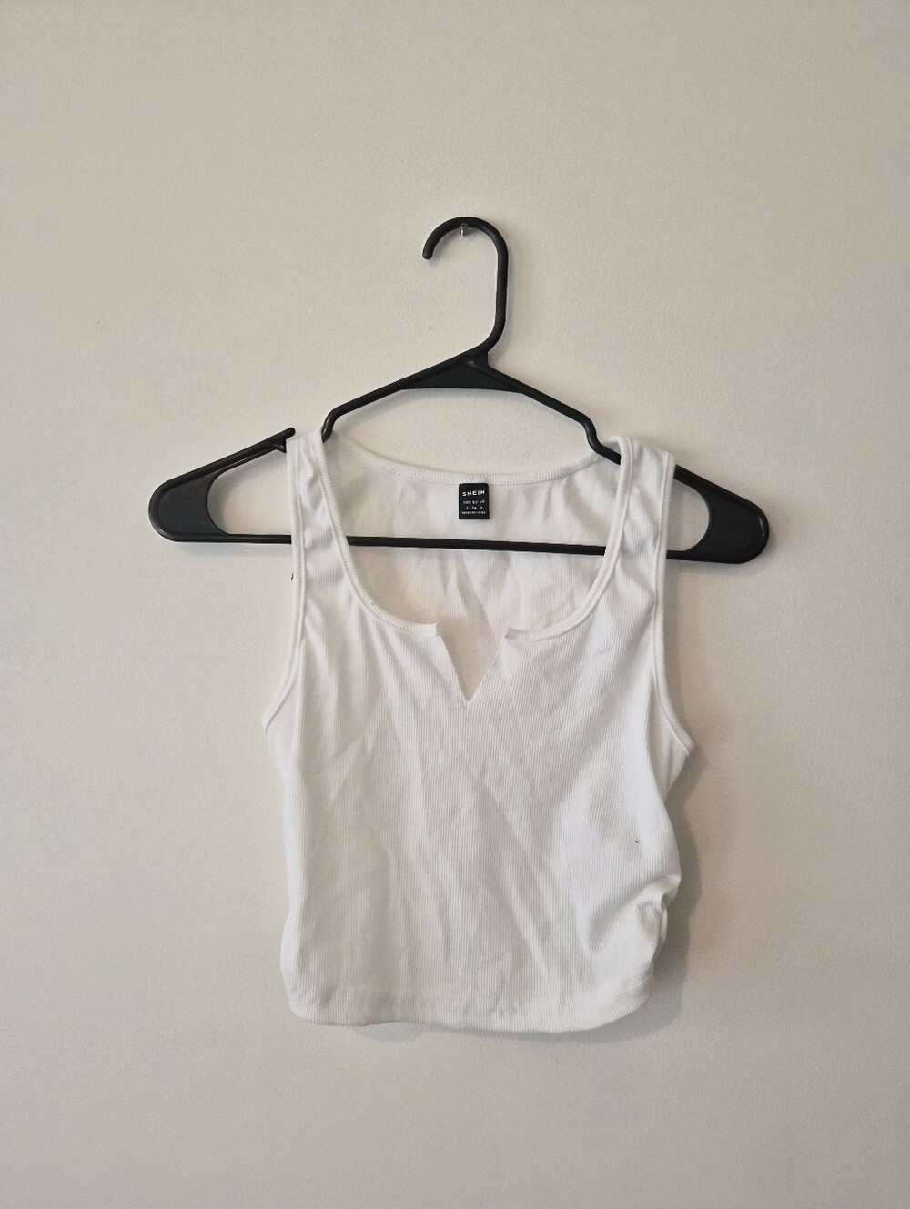 White Notch-Front Scoop Tank Top